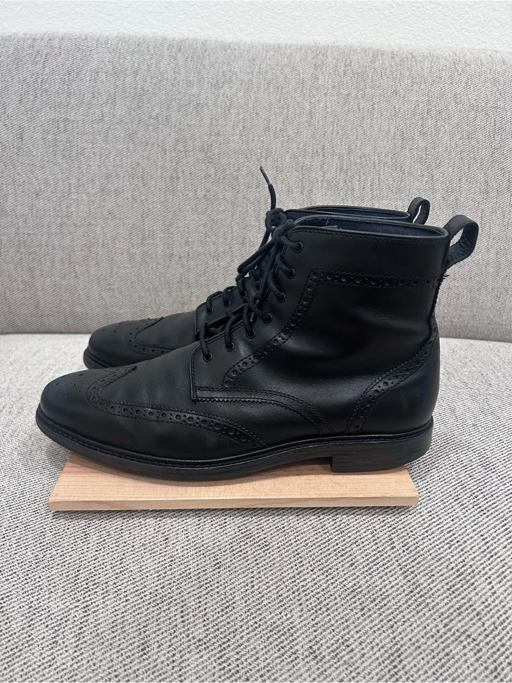 Cole Haan Black Leather Brogue Chukka Boots